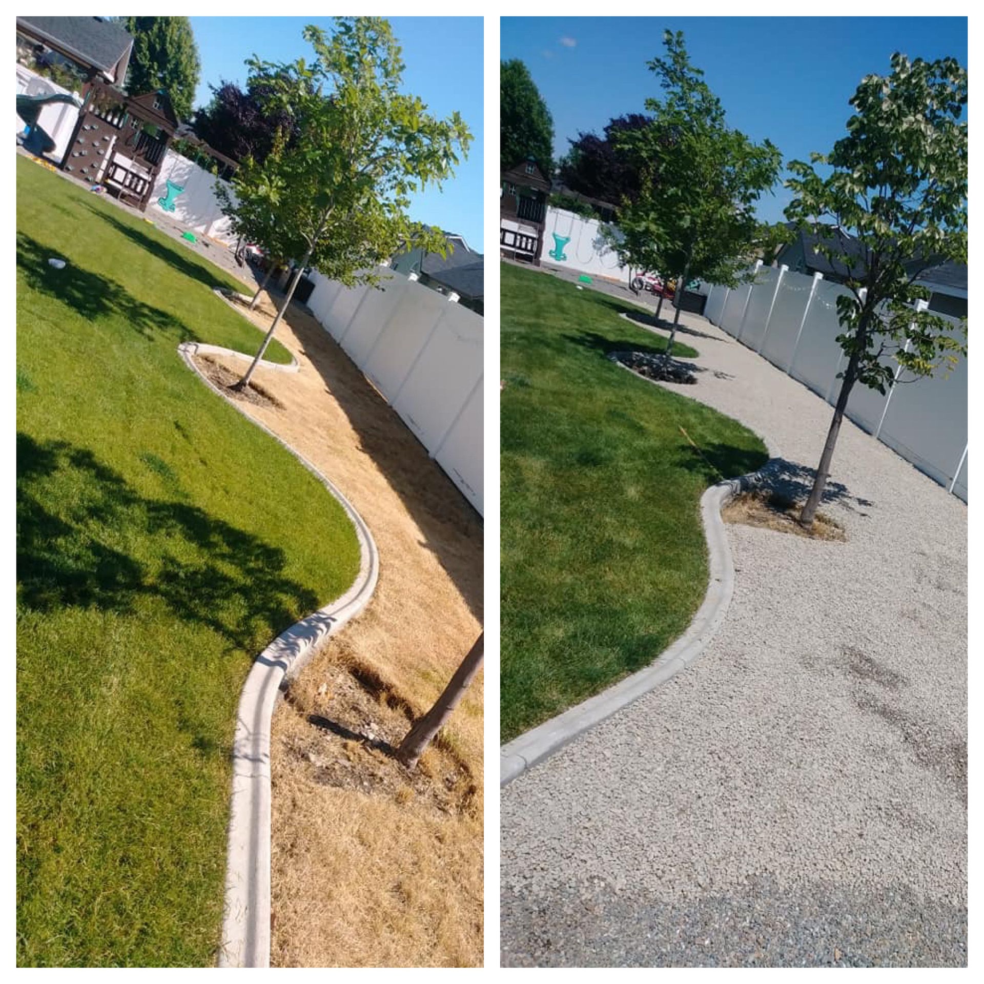 Before and after gravel installation