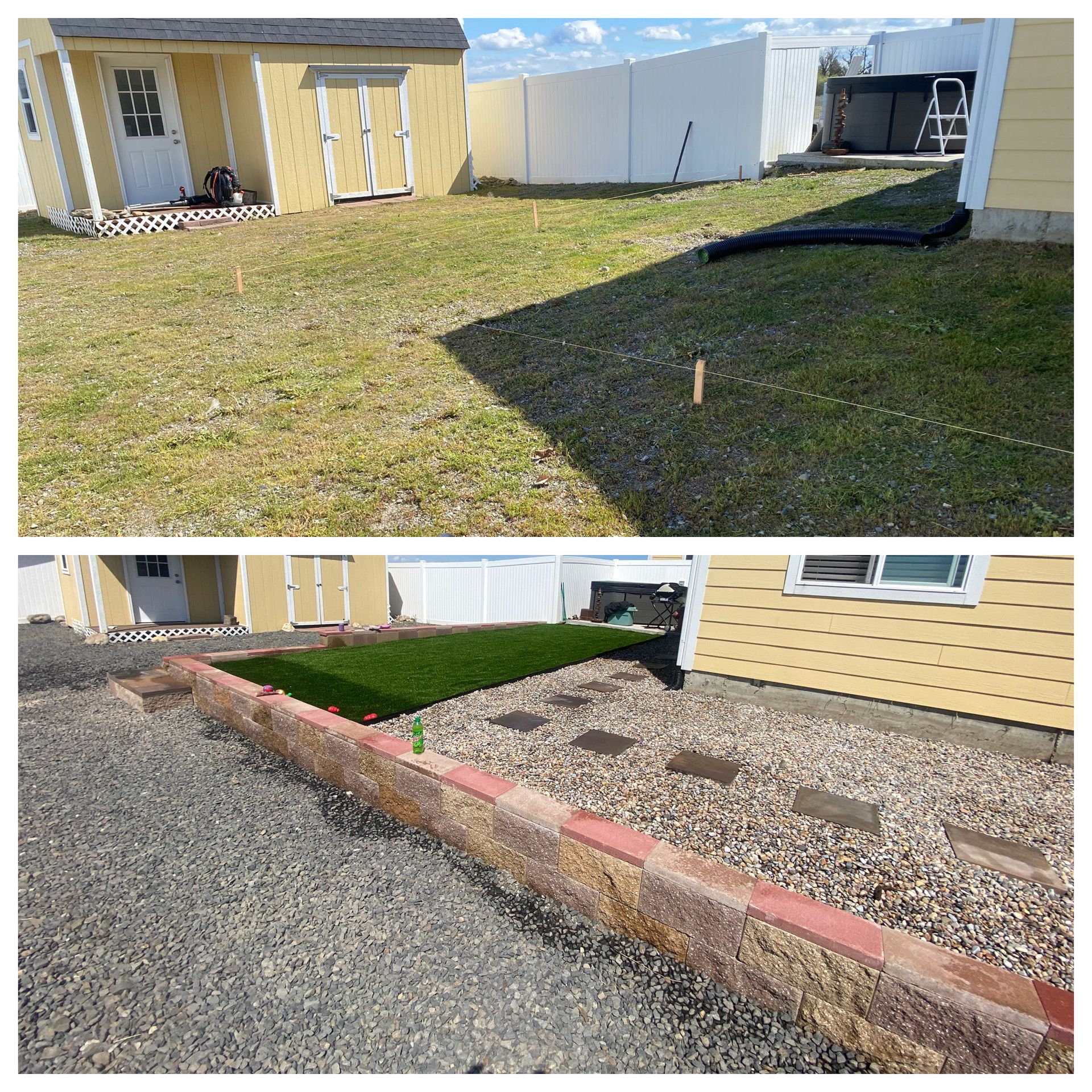 new landscape border, paver and rocks