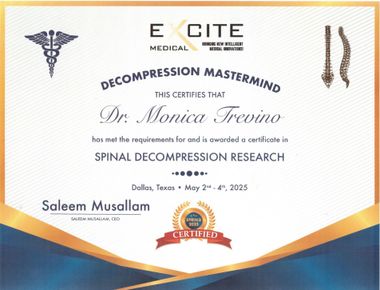 A certificate of decompression mastermind for spinal decompression research