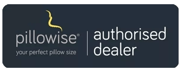 a pillowwise authorised dealer logo on a white background