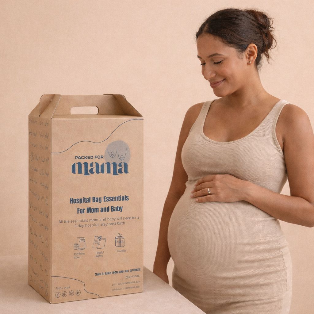 A table topped with a variety of baby products and a letter.