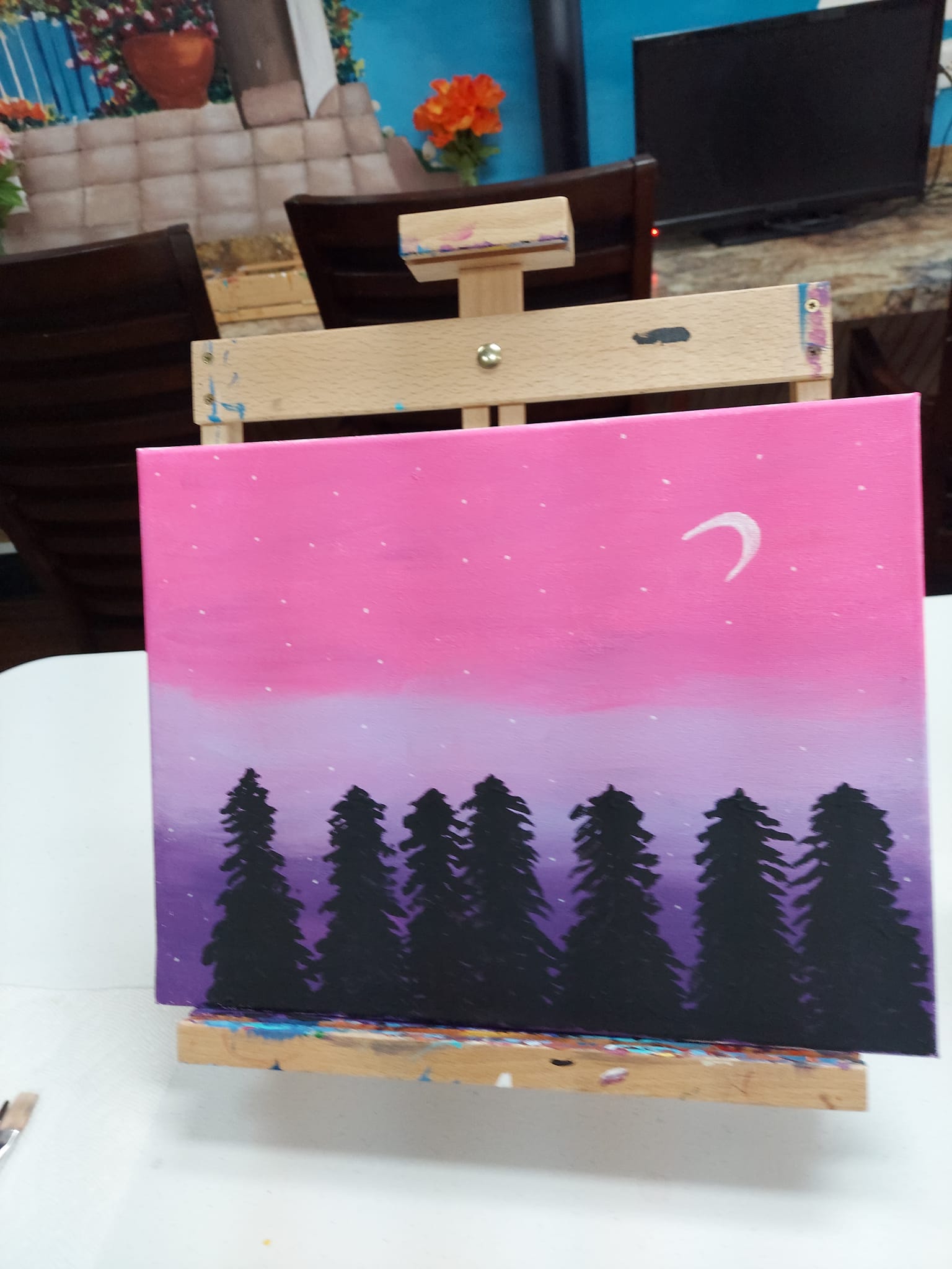 beautiful night sky painting