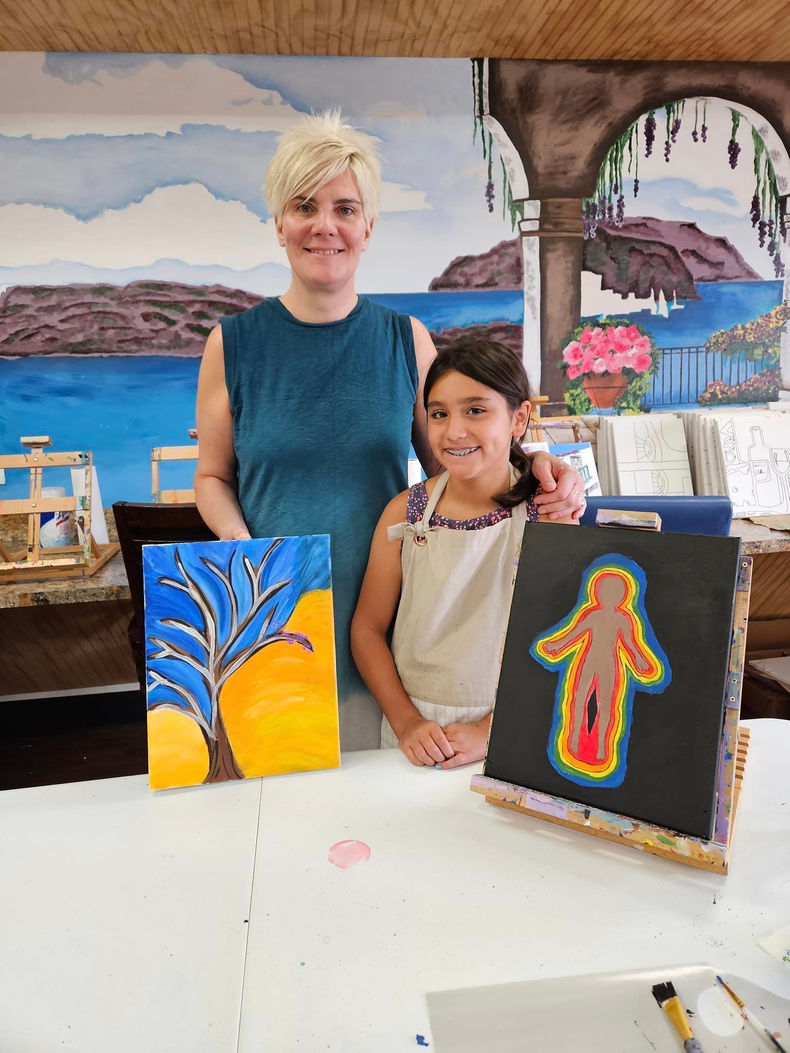 mom and daughter painting