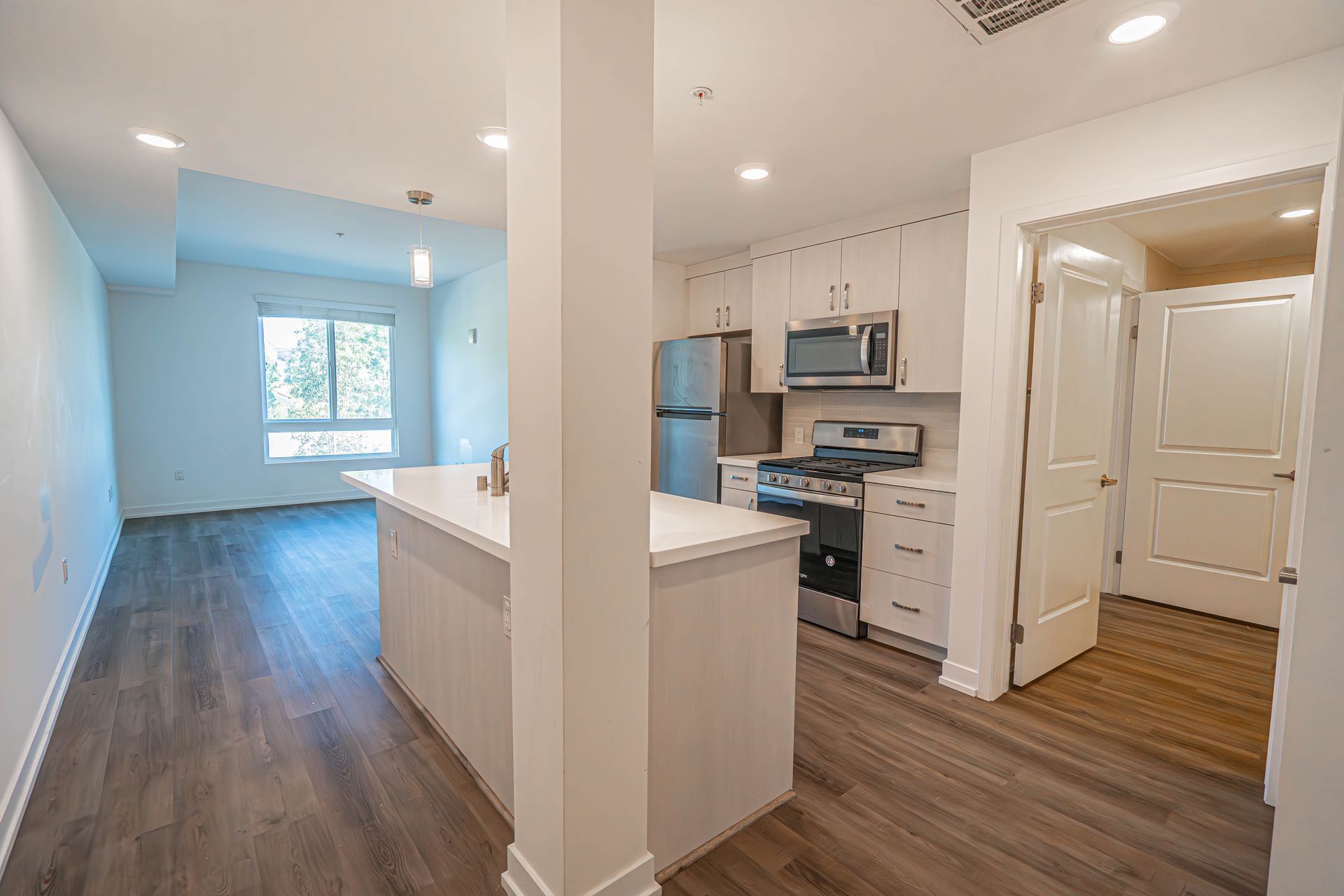Monticello Apartments 1-bedroom living rea