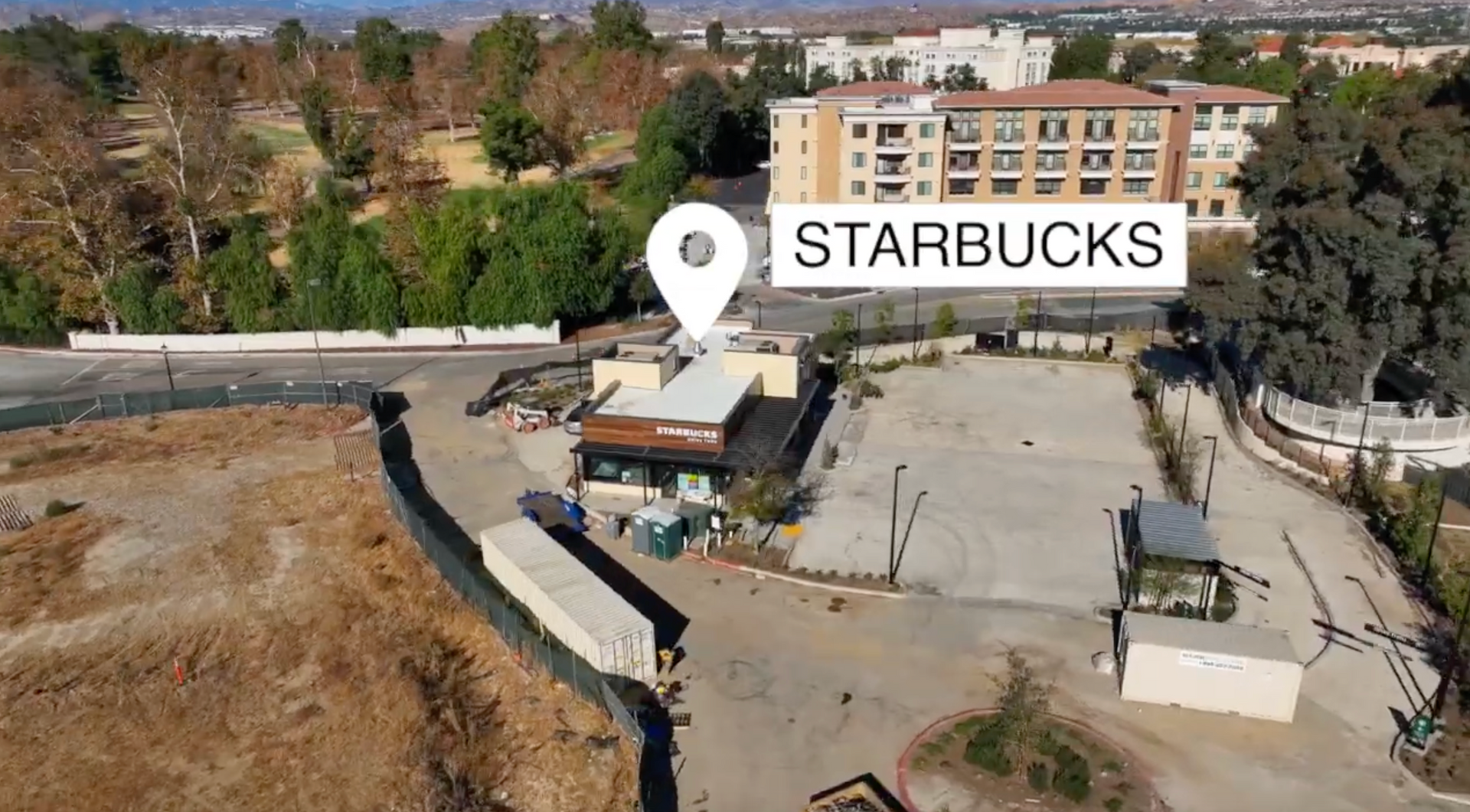 photo of starbucks across the street from the monticello apartments