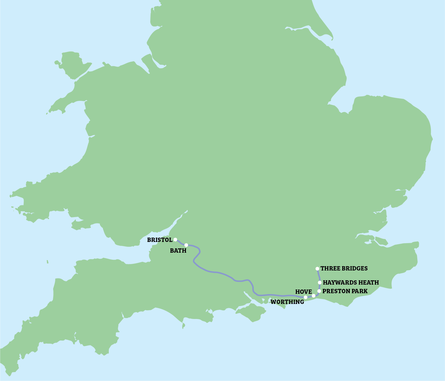 map of the destinations on route