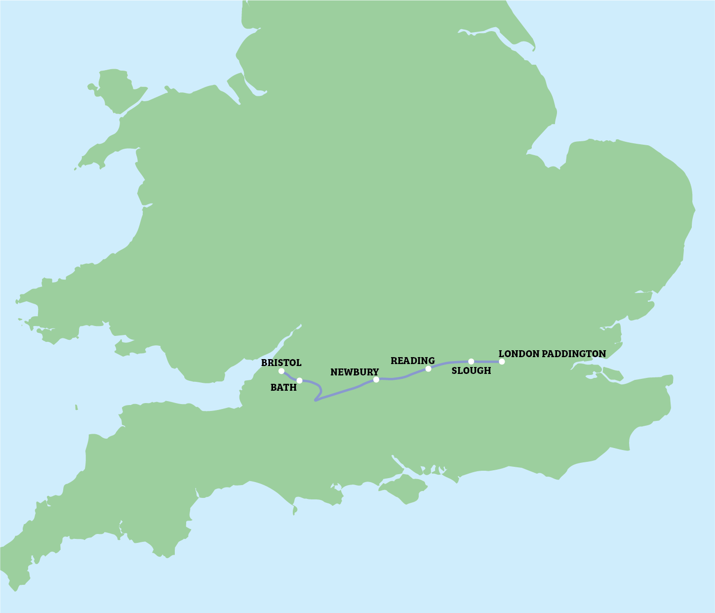 Map of the United Kingdom with labeled regions and coastlines on a light blue background