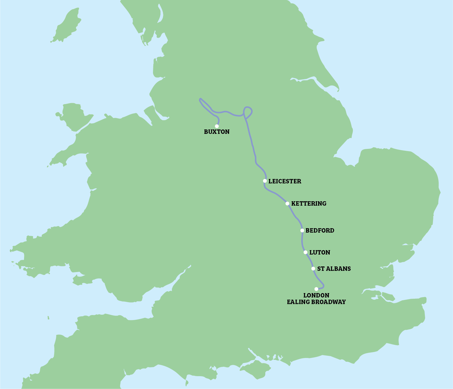 map of the destinations on route