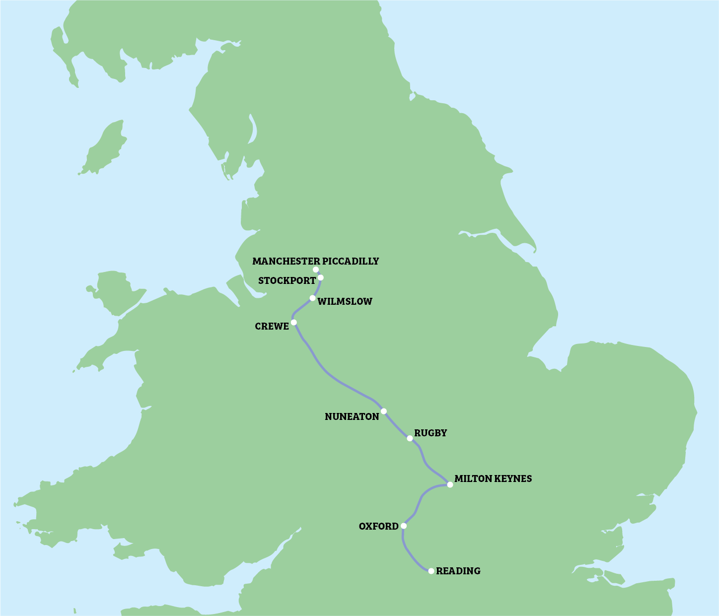 map of the destinations on route