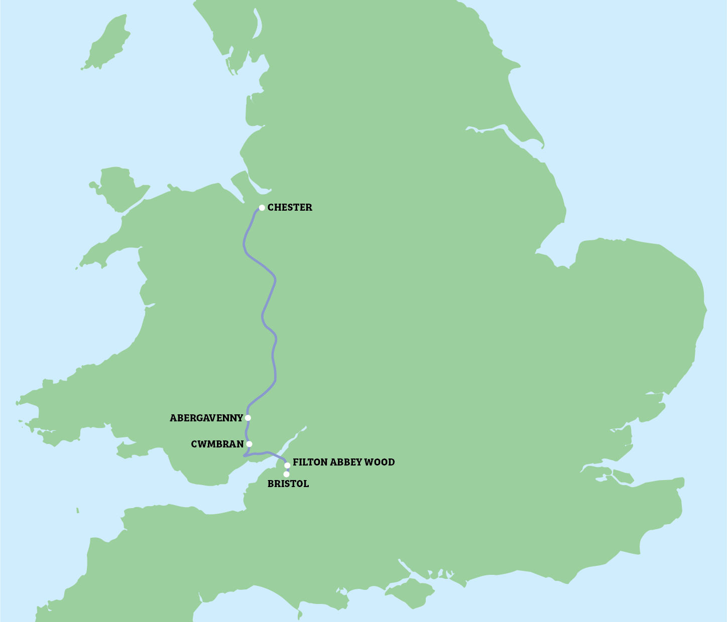 map of the destinations on route