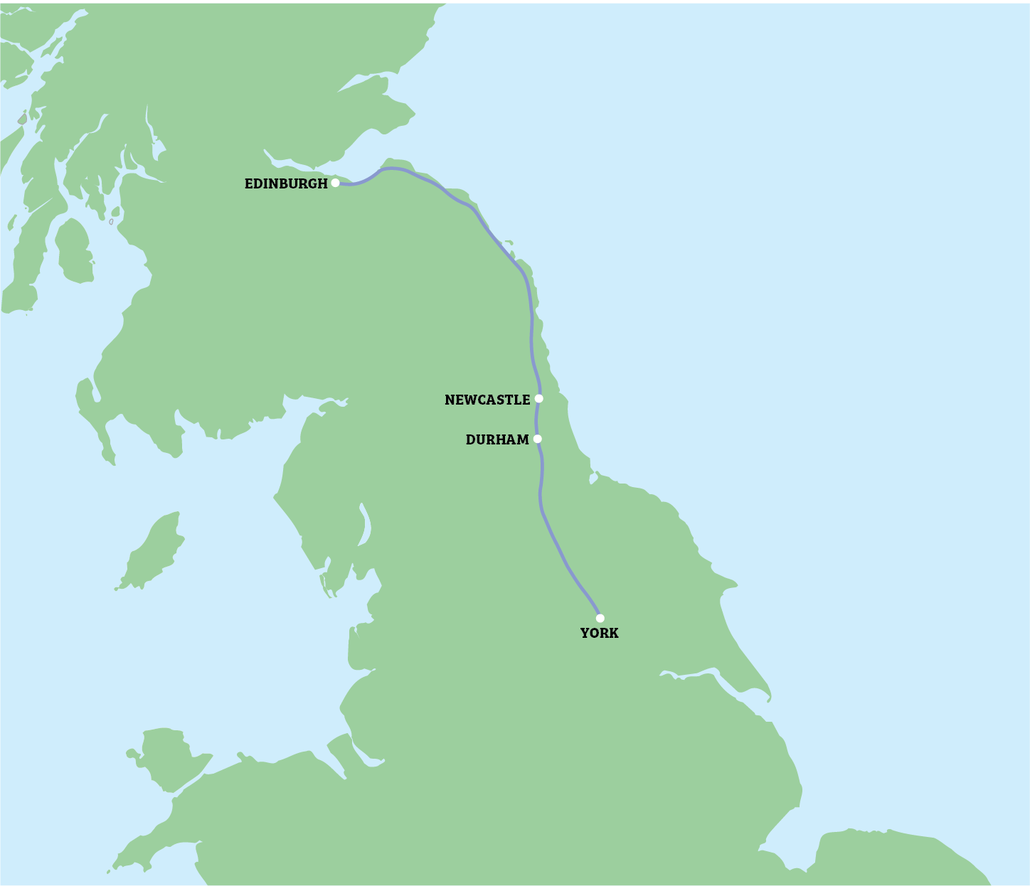 map of the destinations on route