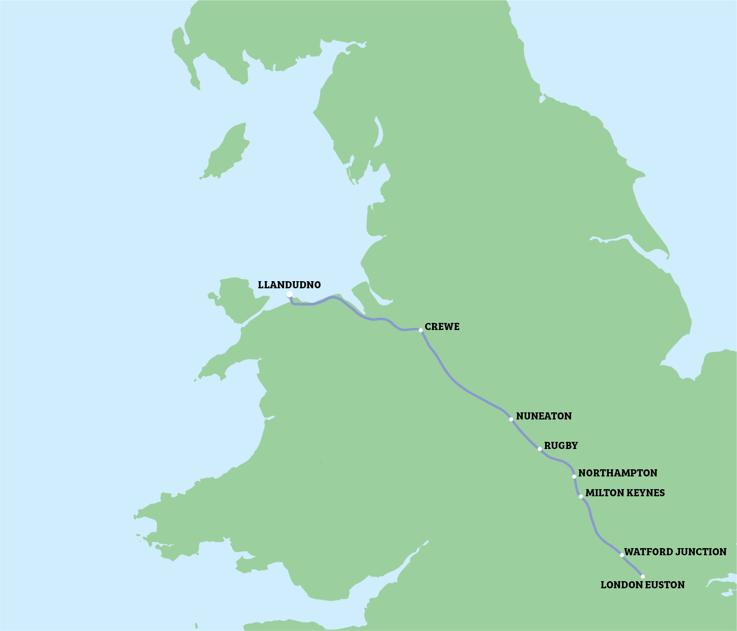 map of the destinations on route