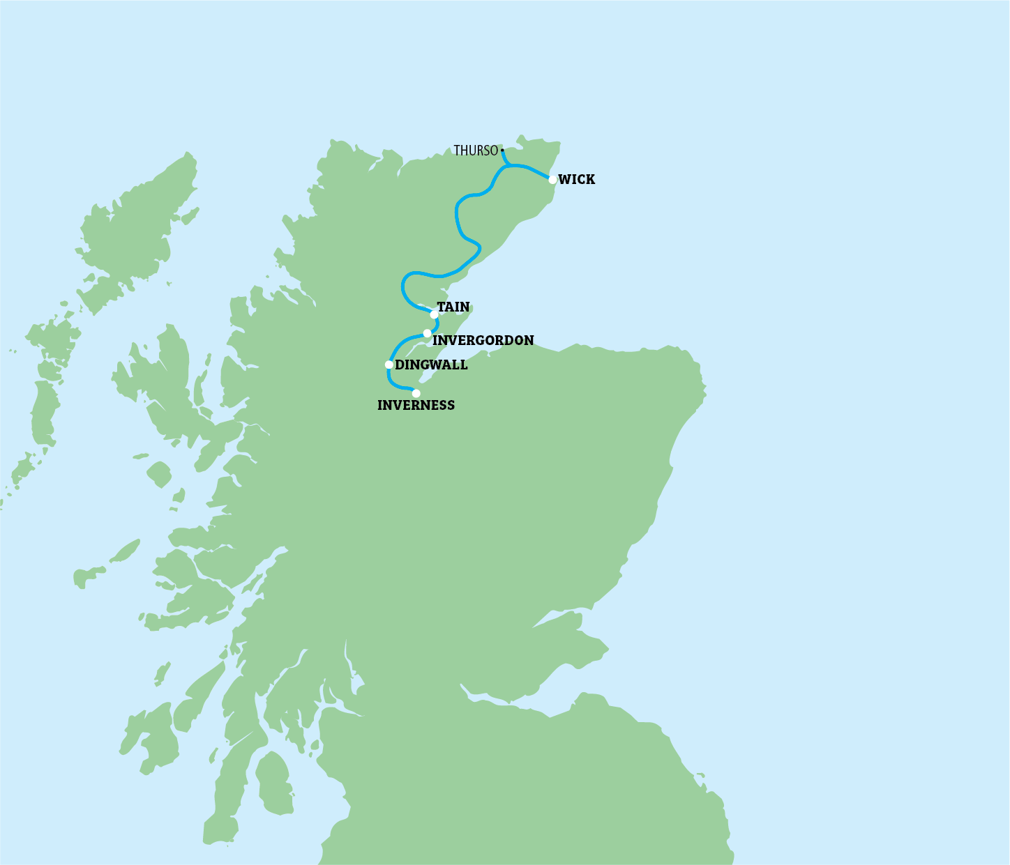 map of the destinations on route