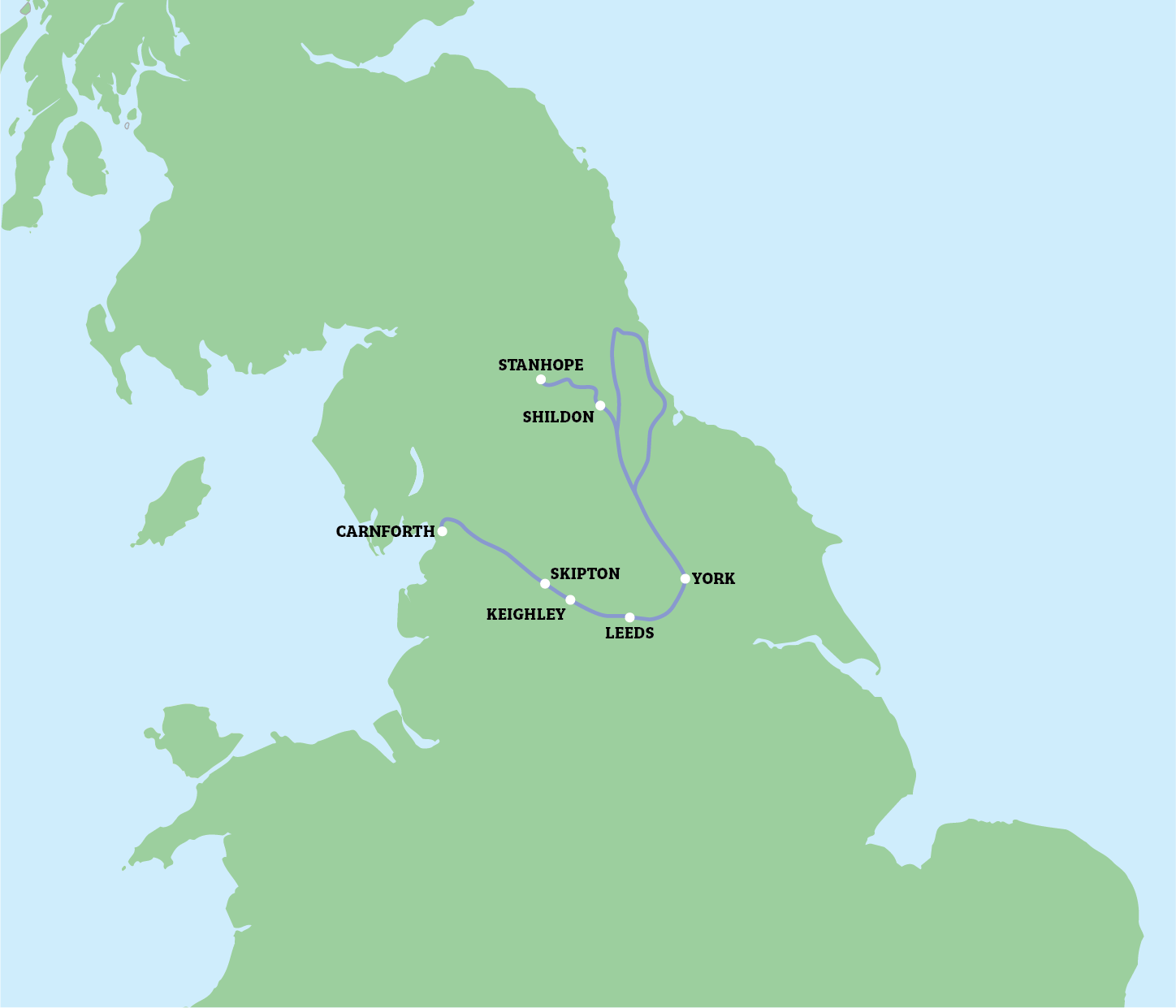 map of the destinations on route