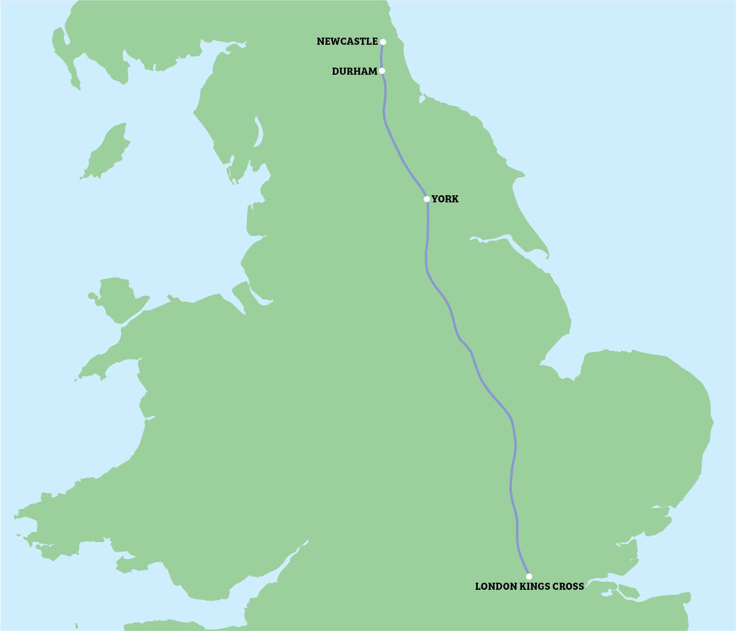 map of the destinations on route