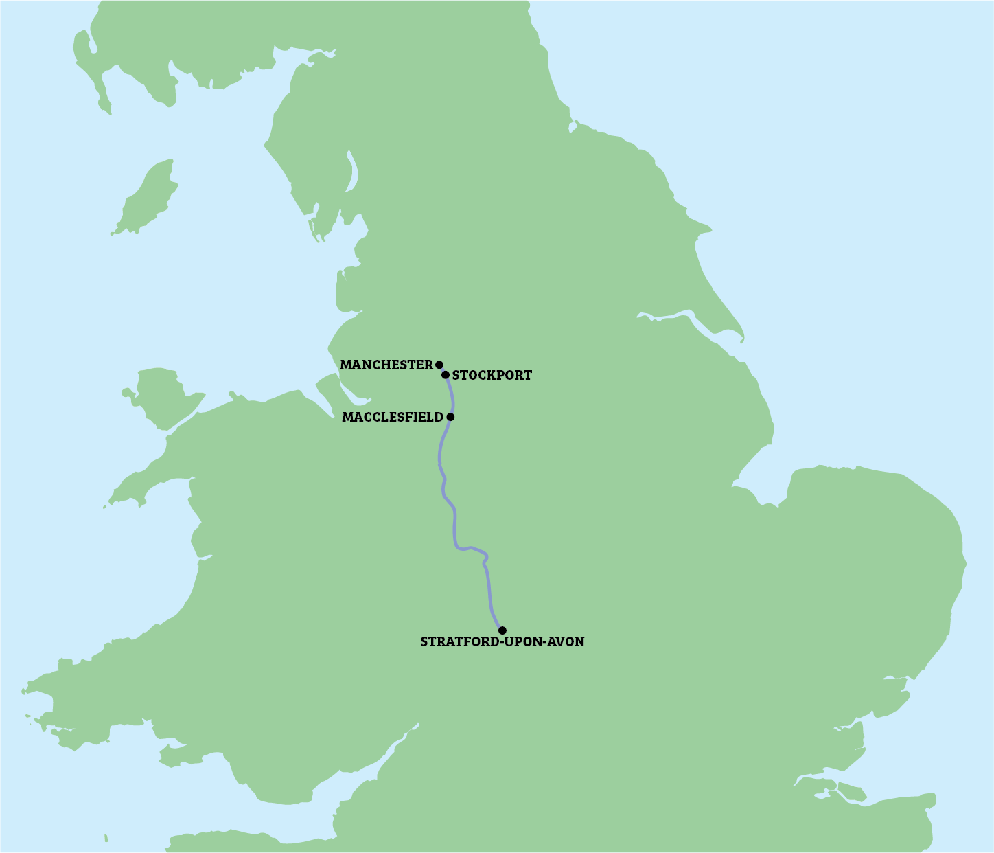 map of the destinations on route