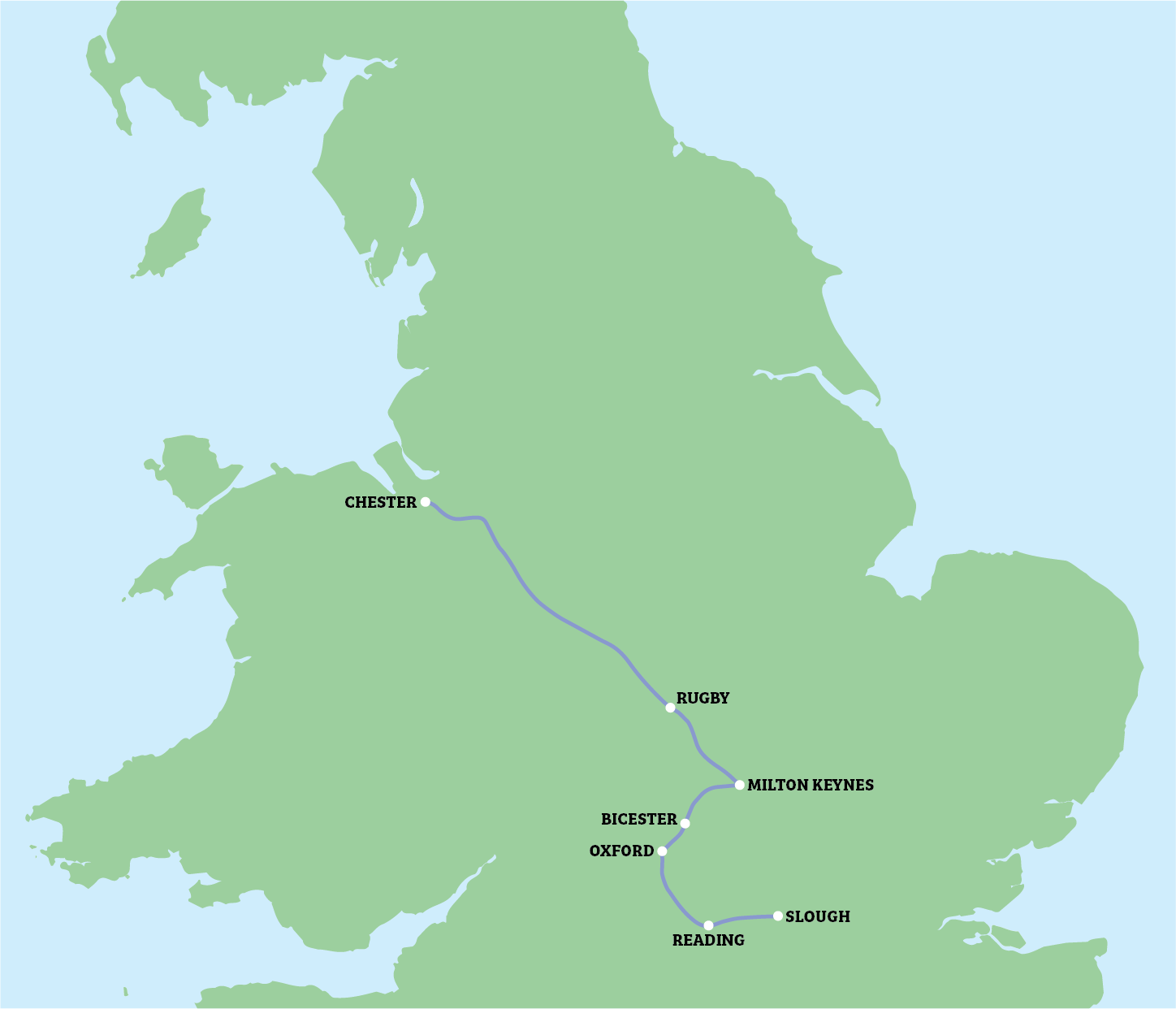 map of the destinations on route