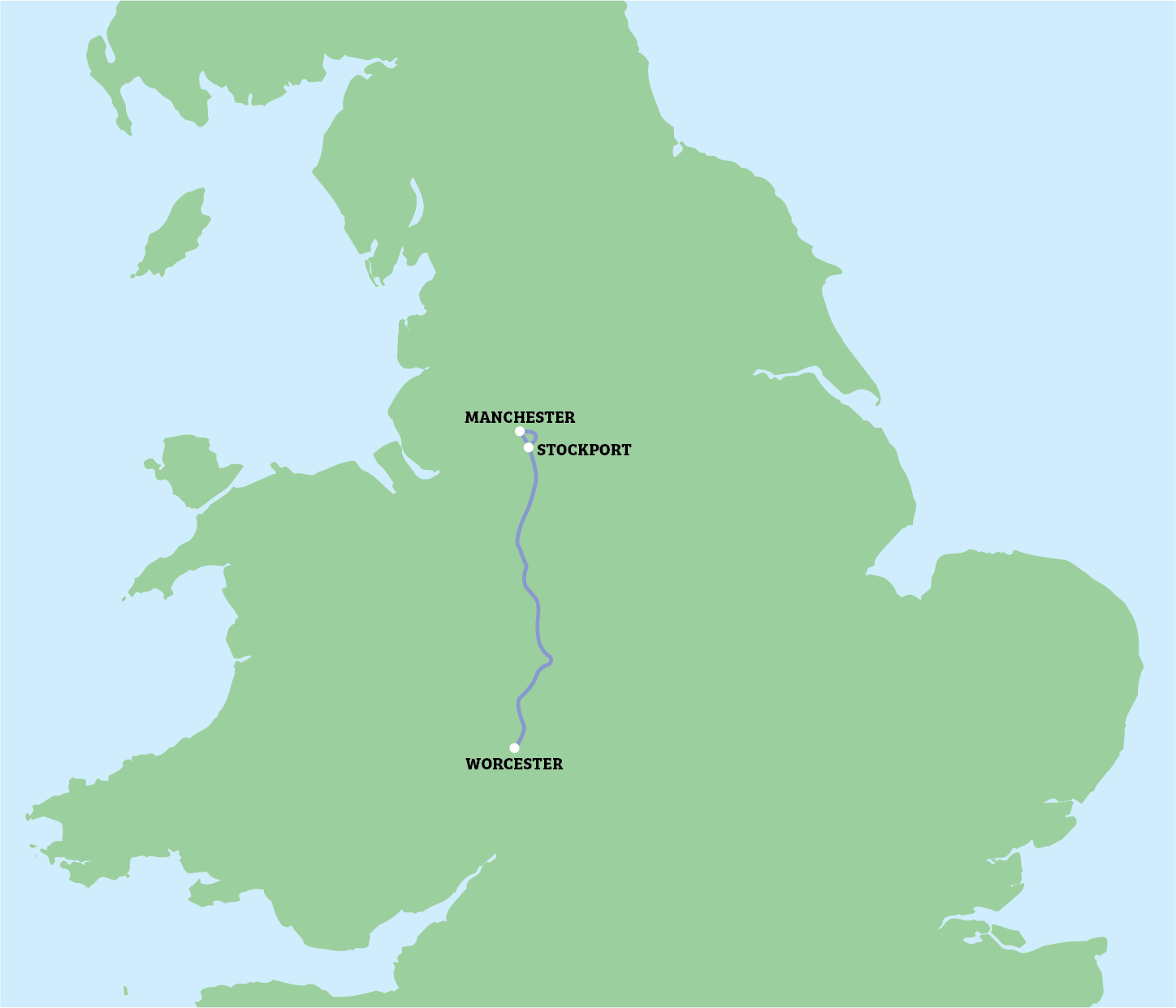 map of the destinations on route