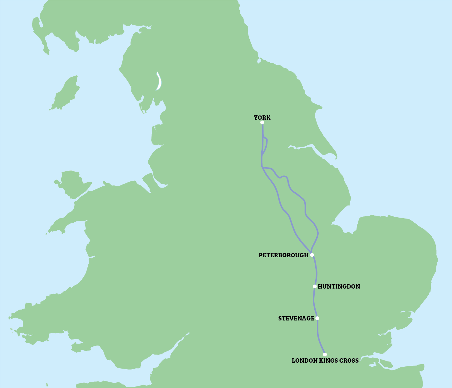 map of the destinations on route
