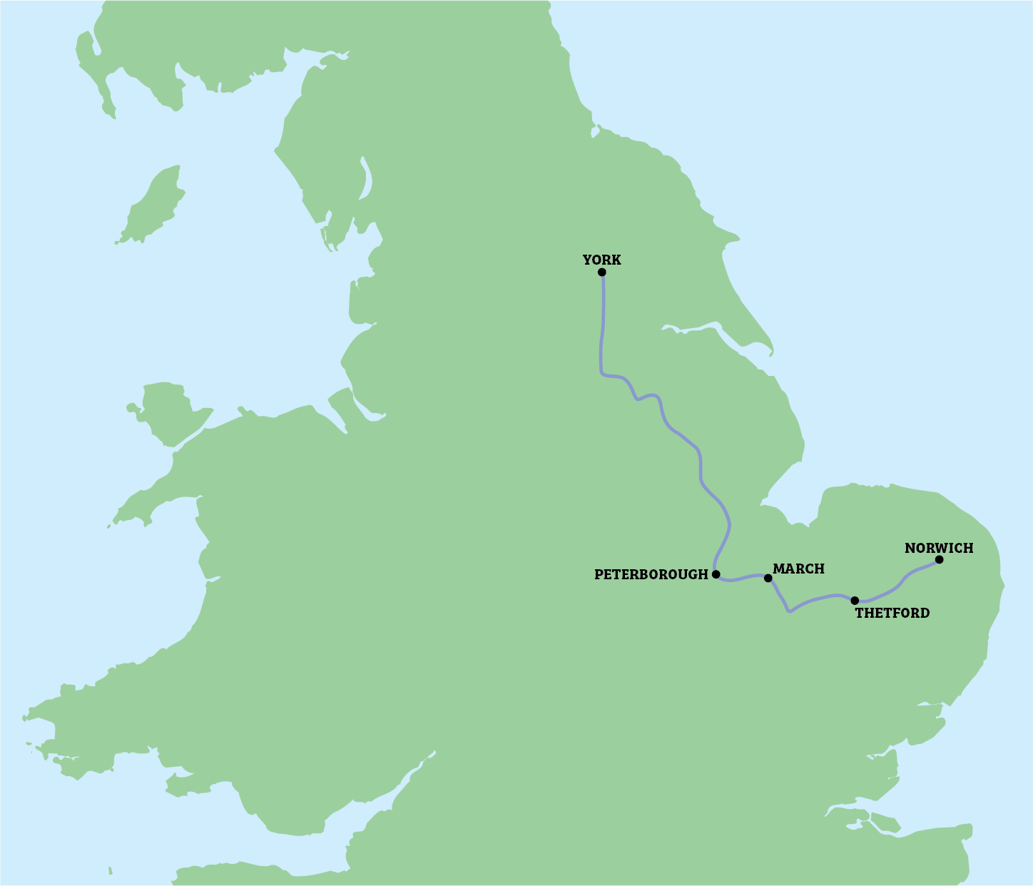 map of the destinations on route