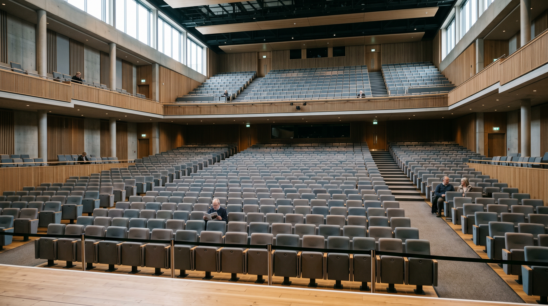 Empty auditorium with scattered empty seats representing the 1% of LinkedIn users who post regularly