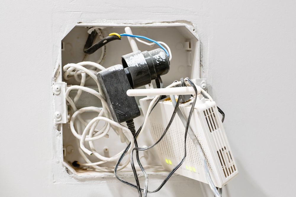 Open Electrical Box With Tangled Wires And A Power Supply — Stanayr Electrical in Gulliver, QLD
