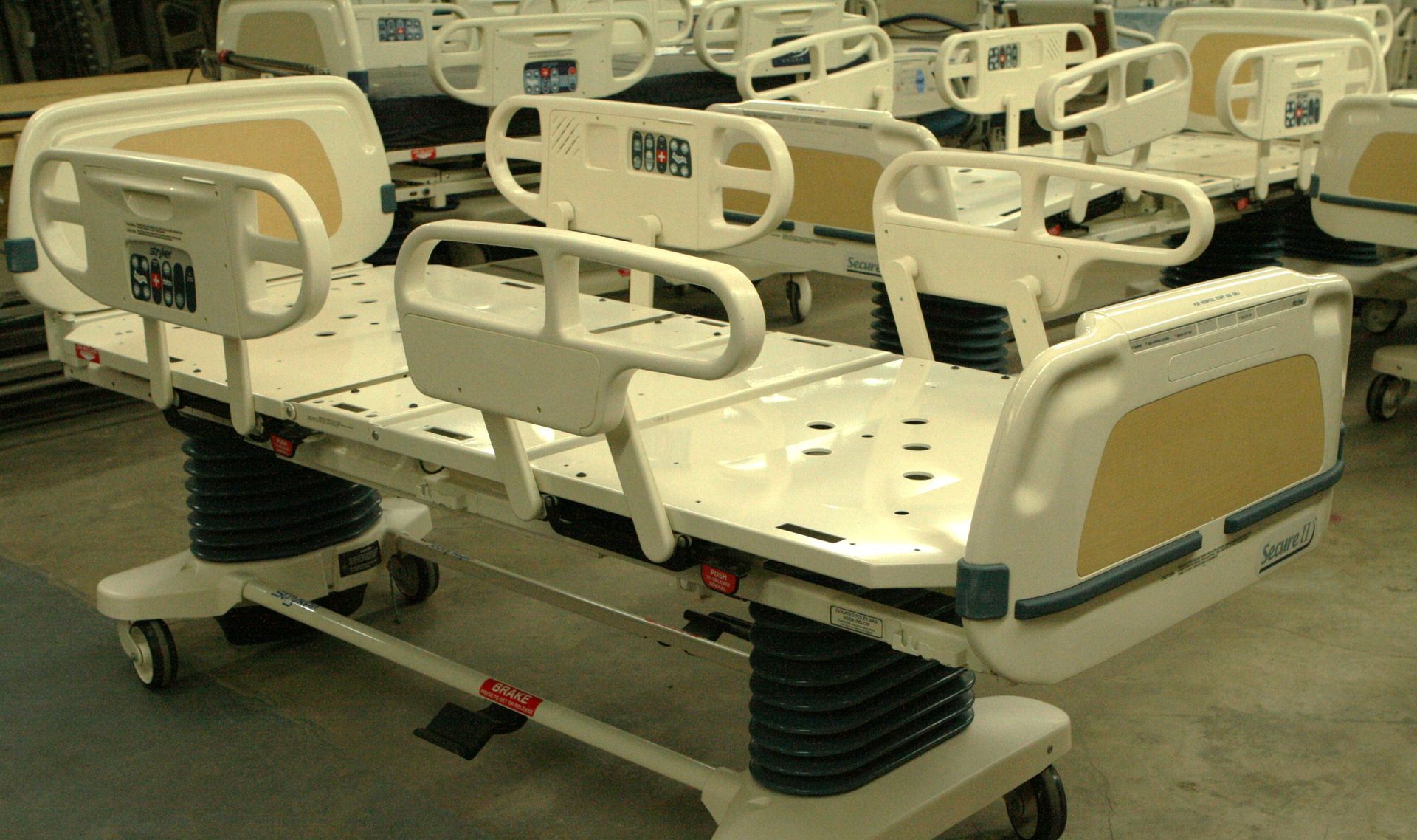 A hospital bed with the number 808 on it