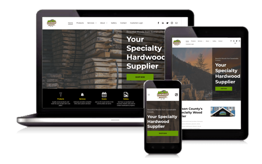 Edensaw Wood Lumber Website Design