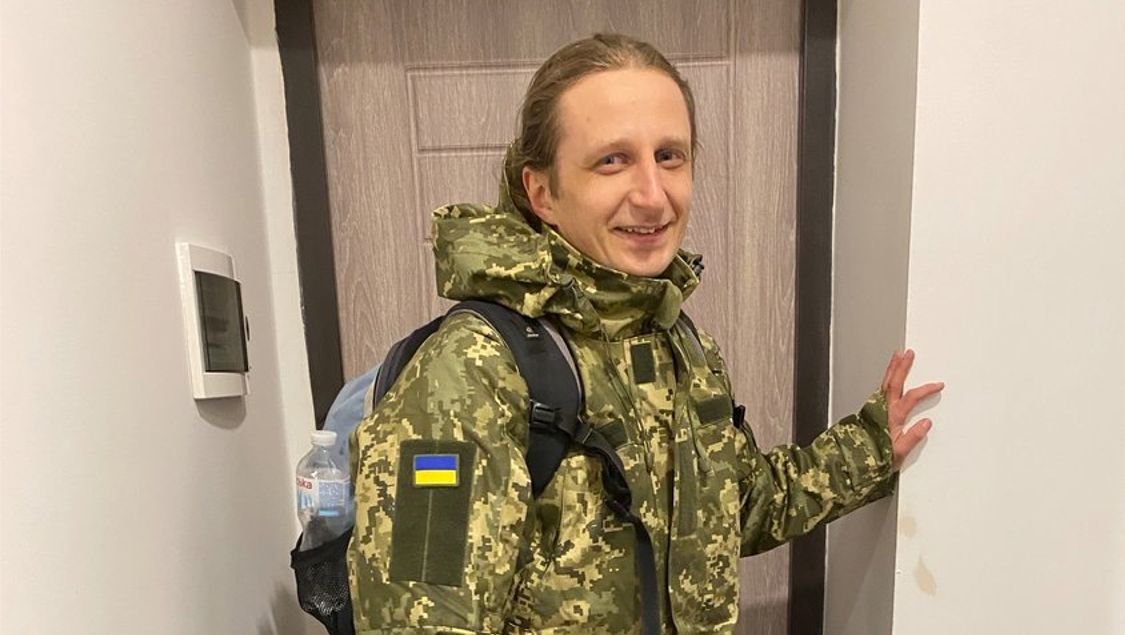 Victor Avhust dressed for another day of training with the Armed Forces of Ukraine as war with Russia rages on.