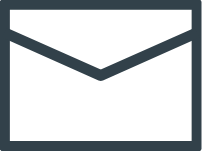 A black and white envelope icon on a white background.