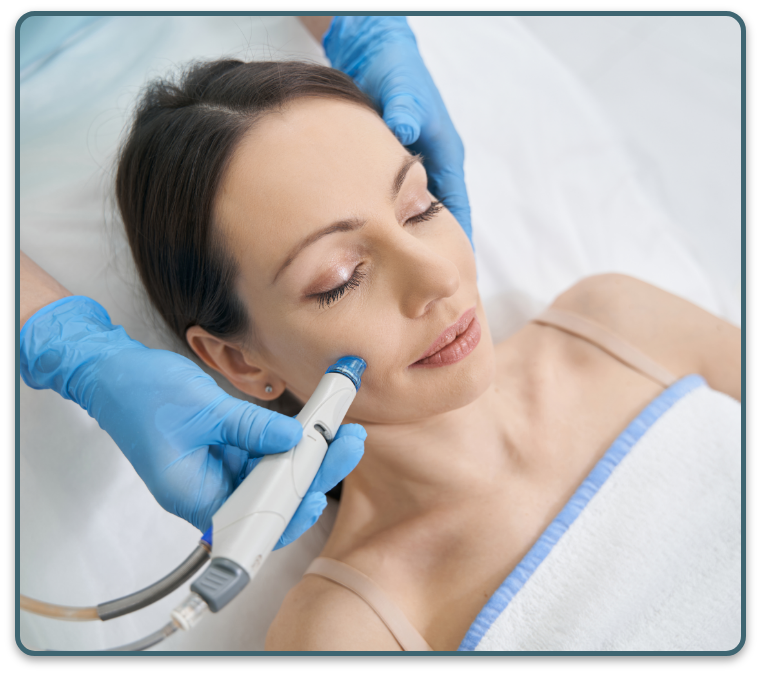 Eine Frau bekommt in einem Schönheitssalon eine Gesichtsbehandlung.