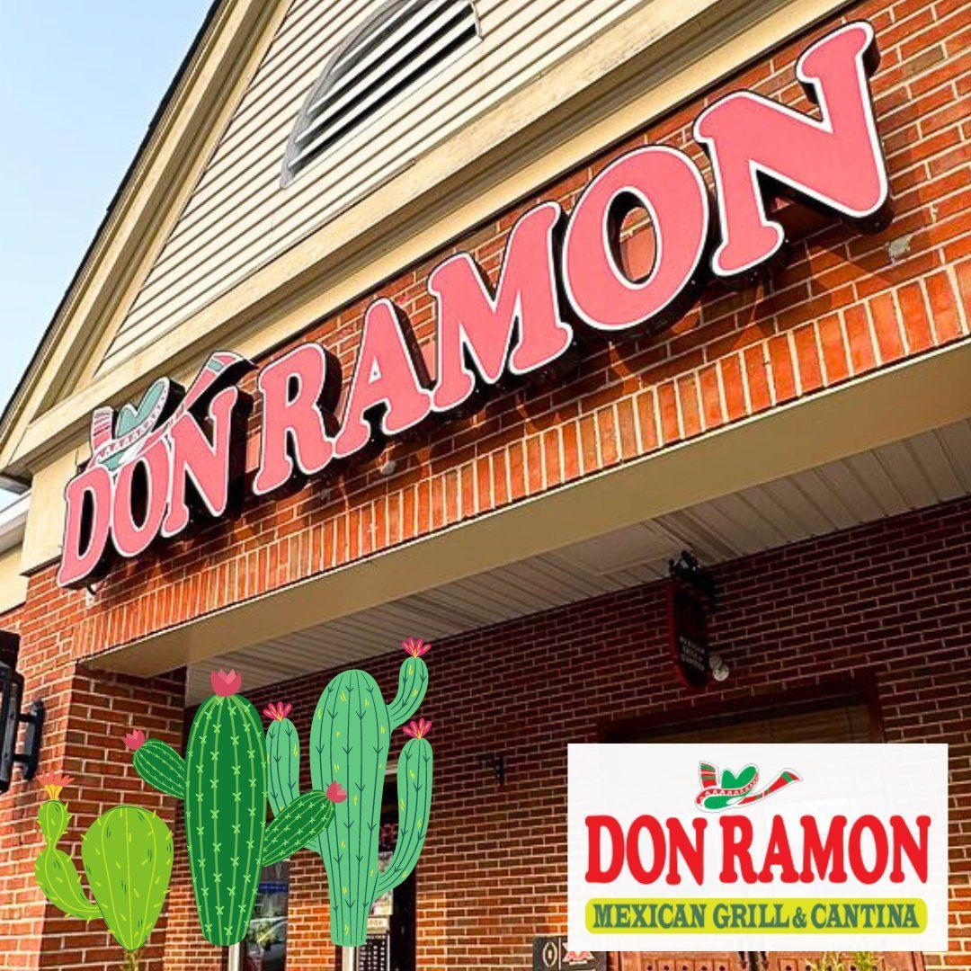 Don Ramon Mexican Grill & Cantina with a sign, cactus decorations, and a brick exterior.
