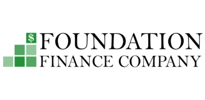 The Foundation Finance Company logo features the text in black alongside an icon of green, stepped, square blocks.