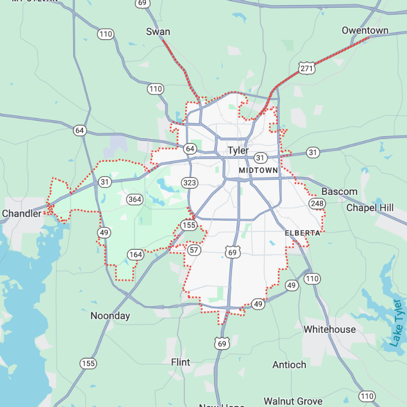 Tyler, TX Area Map