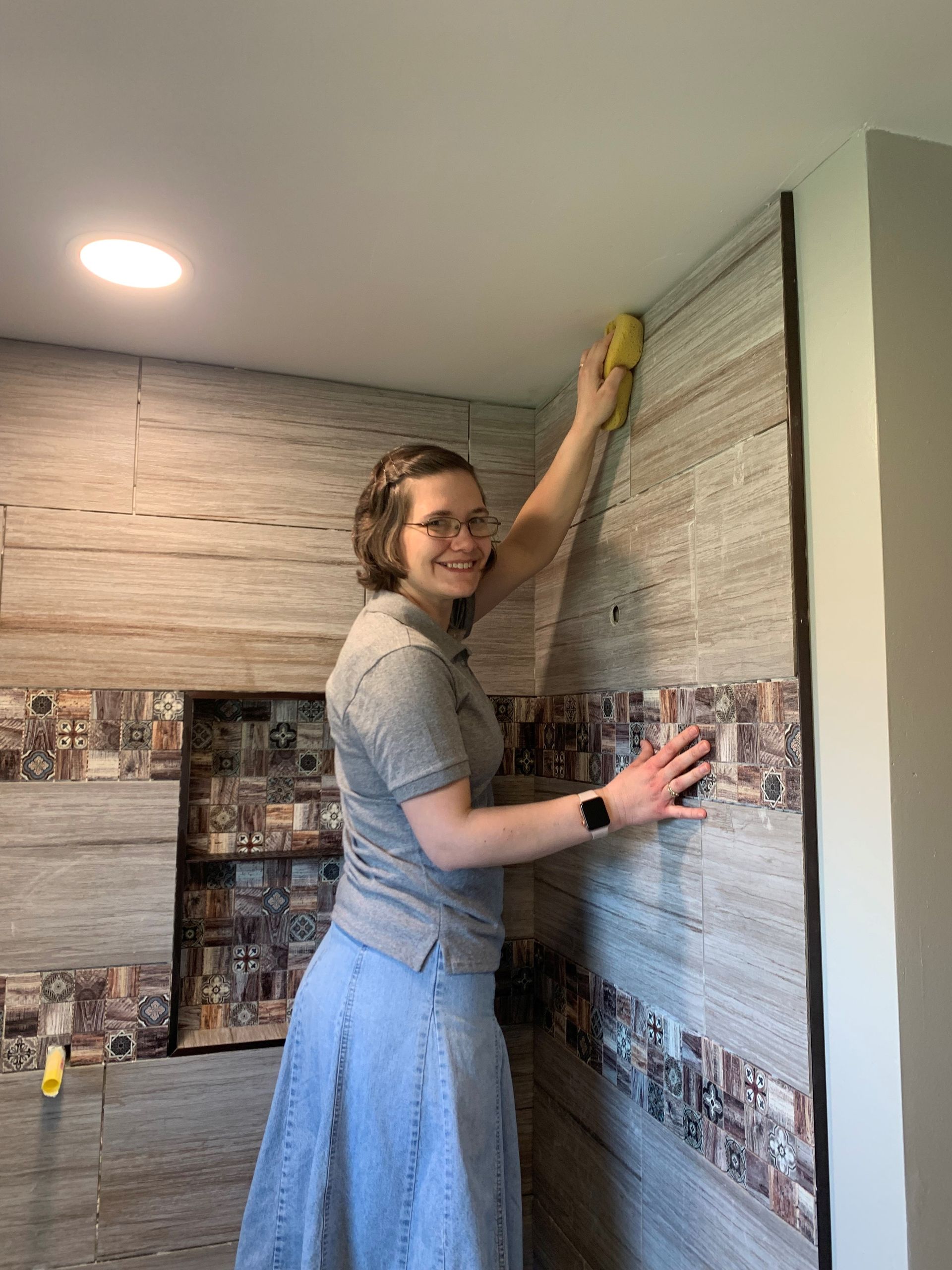Applying New Tiles On Bathroom Floor - Elizabeth, IN - AG Master Tile & More