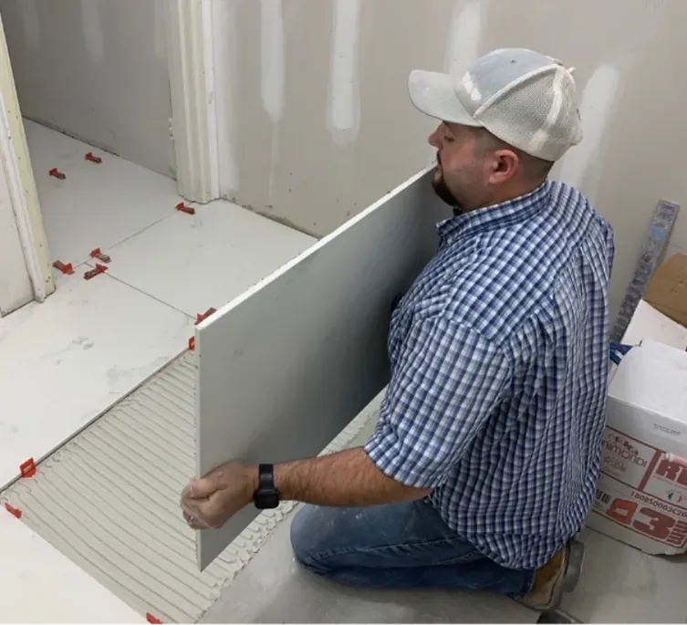 Man Installing the Tiles - Elizabeth, IN - AG Master Tile & More