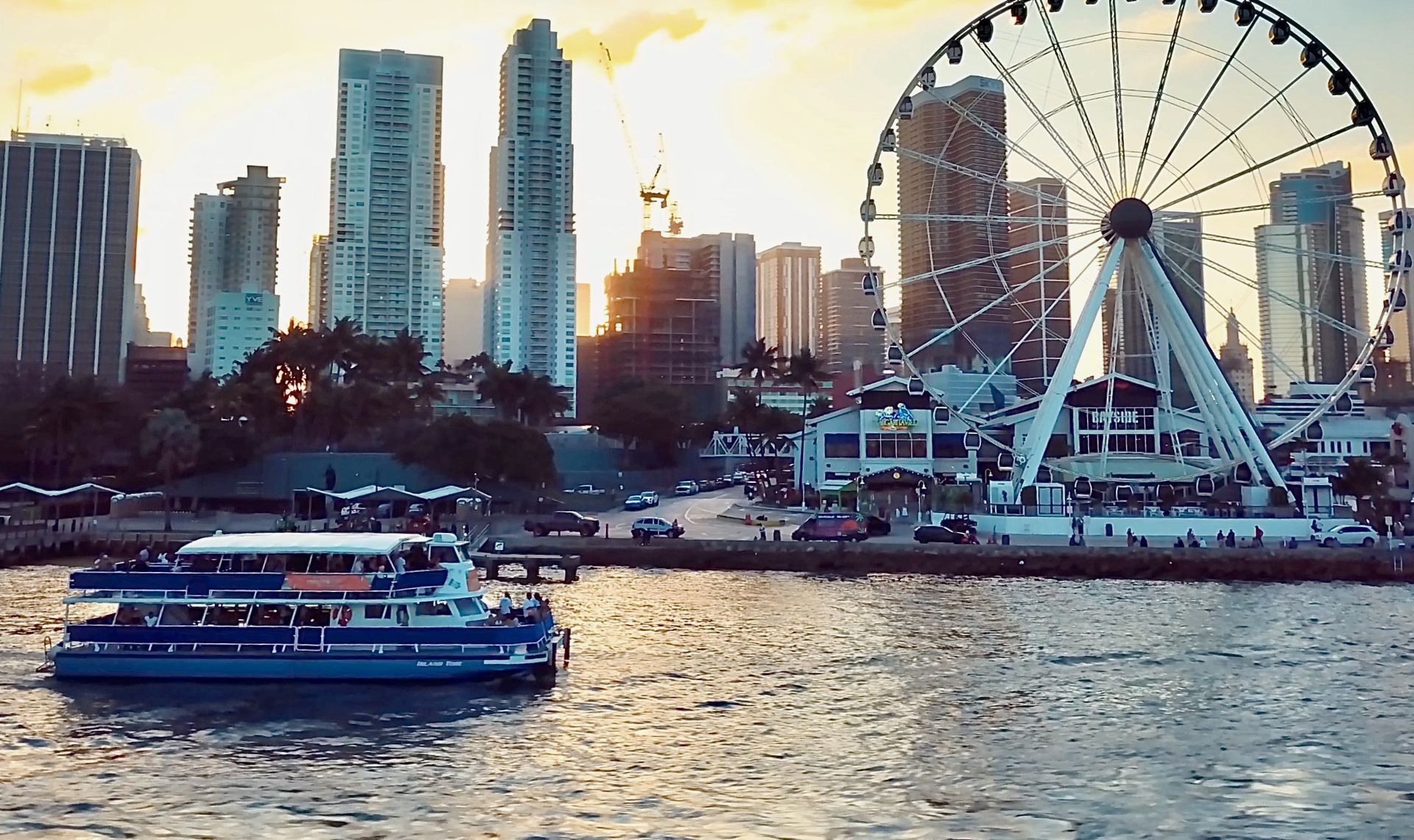 Miami Boat passing by Bayside Marketplace