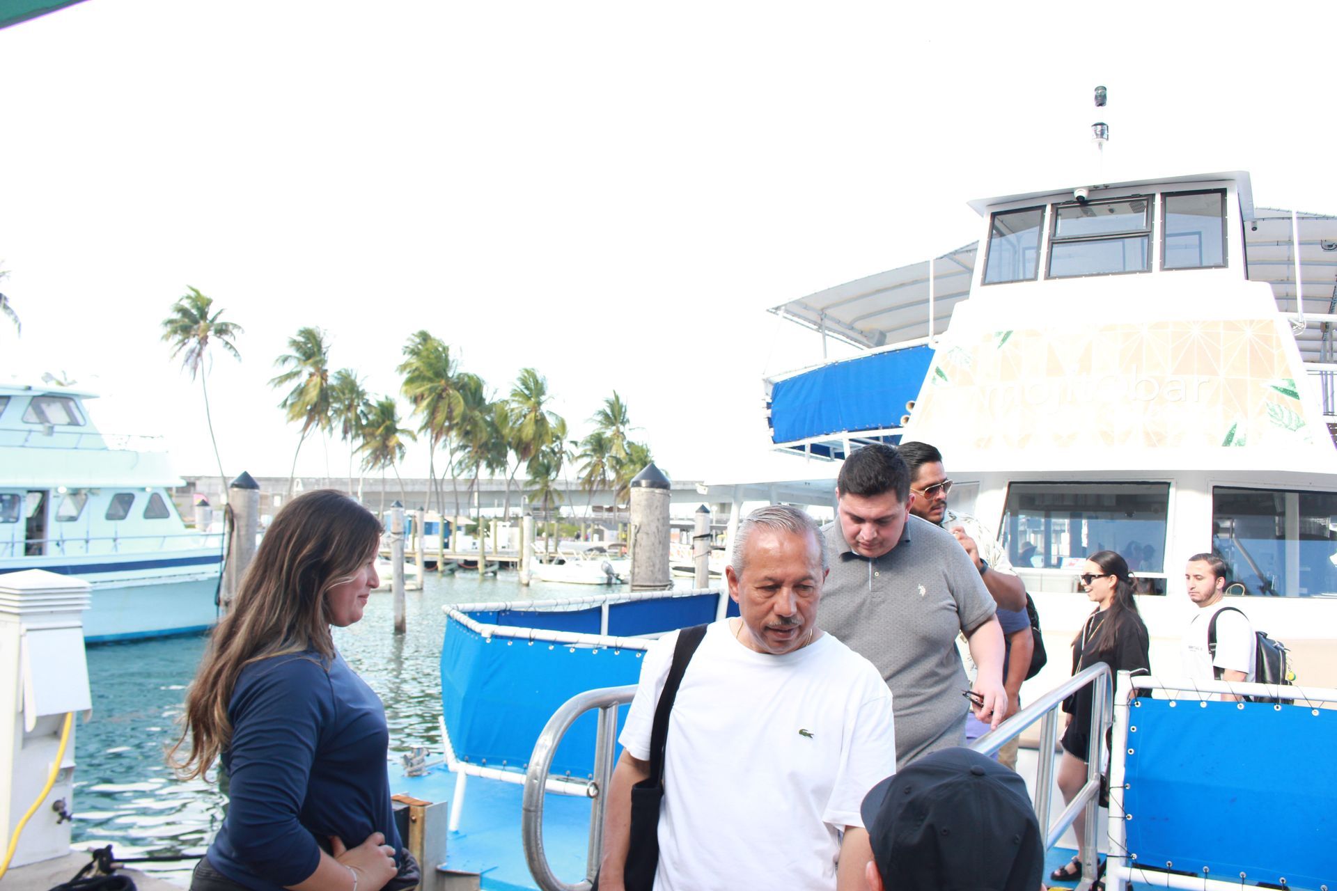 Best Miami Skyline Boat tour, guest getting off at the dock after the Miami 90 minute boat tour 