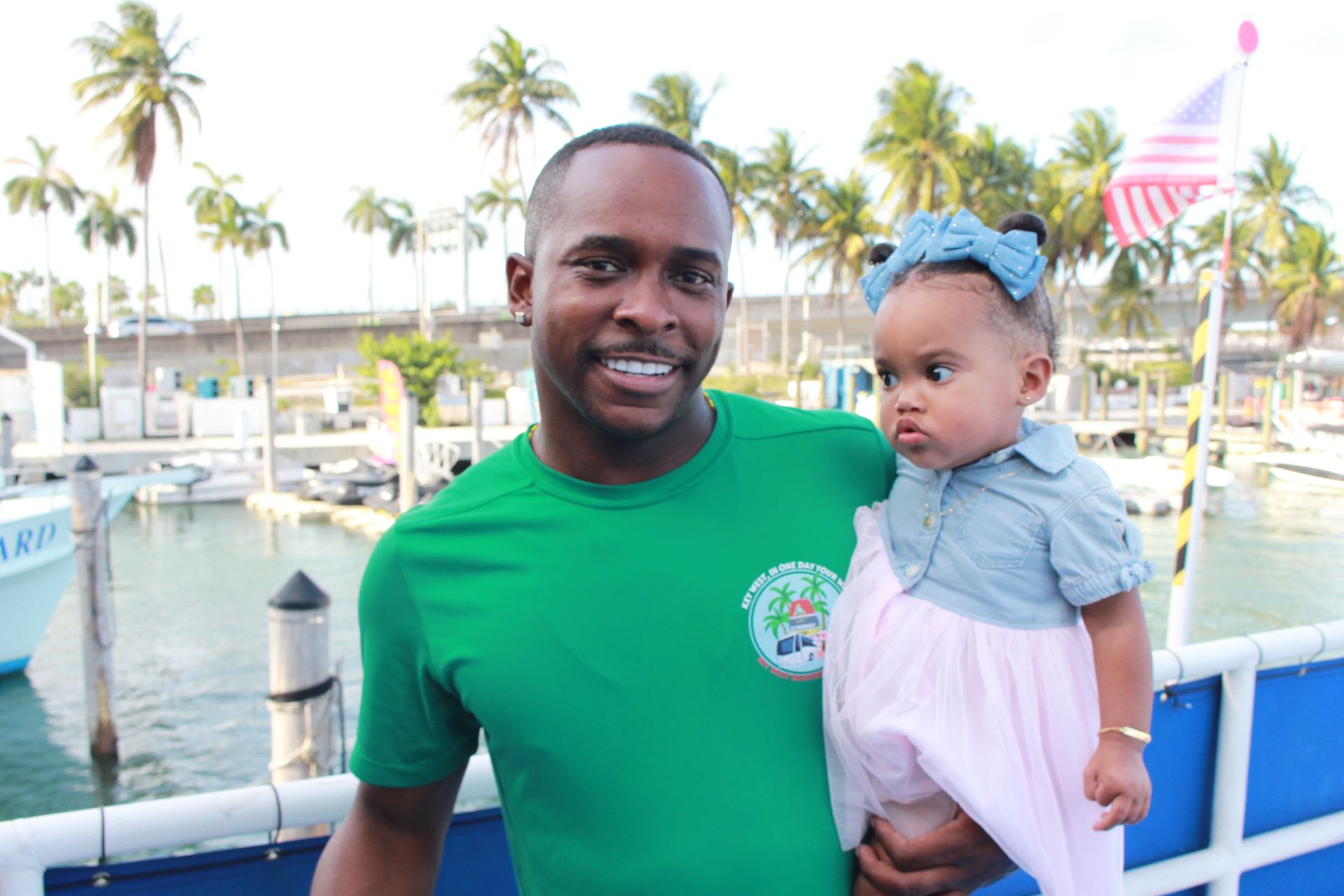 Key West Sightseeing Tours INC tour guide on boarding the Miami Skyline boat tour waiting for departure