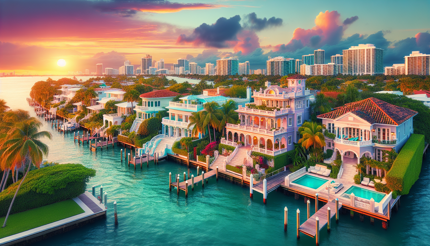 Luxurious waterfront homes along Miami's Millionaire Row