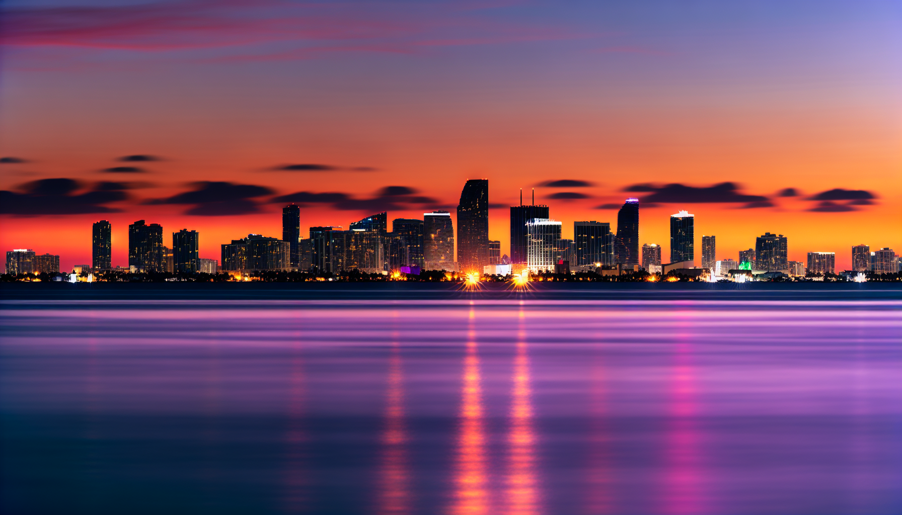 Miami Skyline During Sunset