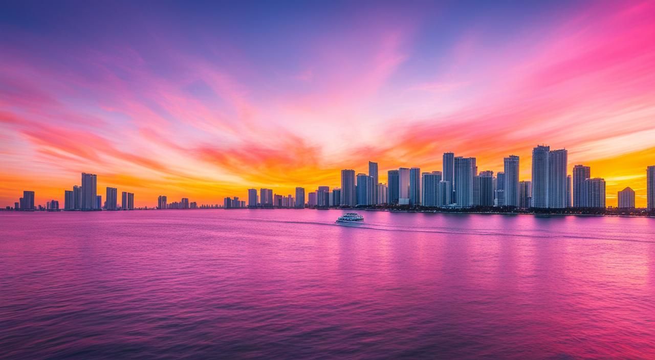 Cruise Ships, Biscayne Bay, Downtown Miami, South Beach, Venetian Islands, Brickell Key, are some of the spots that will give you amazing views in the open air, to see sun sets. Explore Miami!