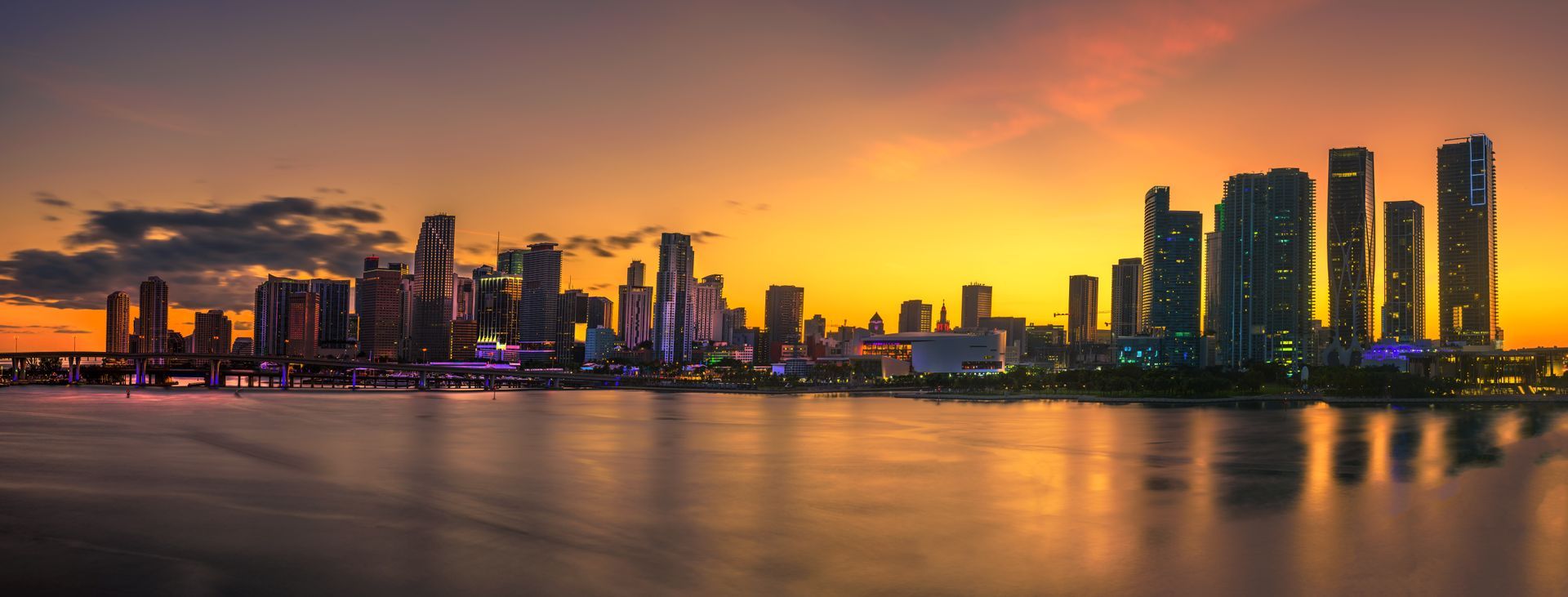 Views of the Miami Skyline from Biscayne Bay 