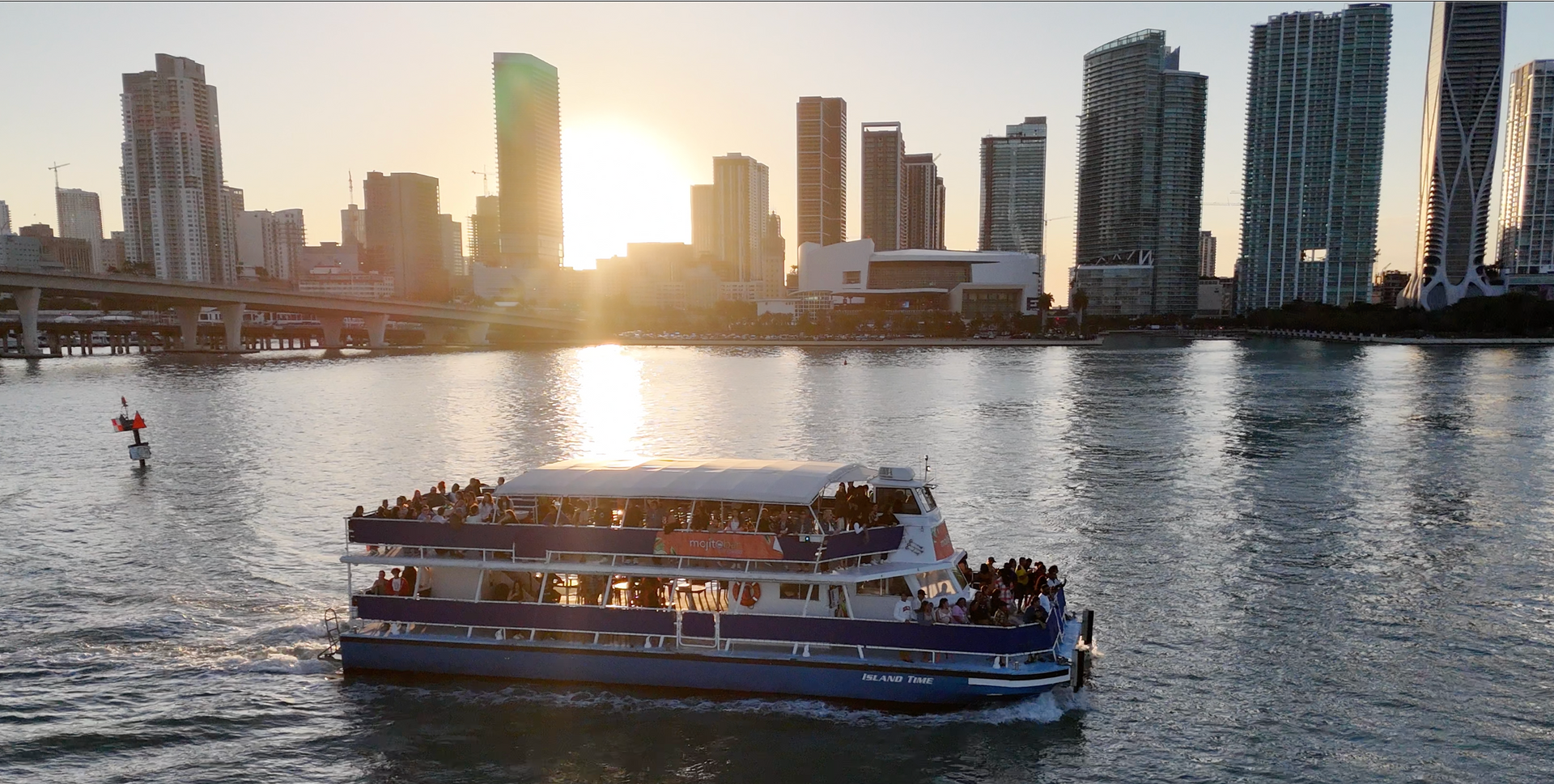 The Miami Boat Tour during Sunset