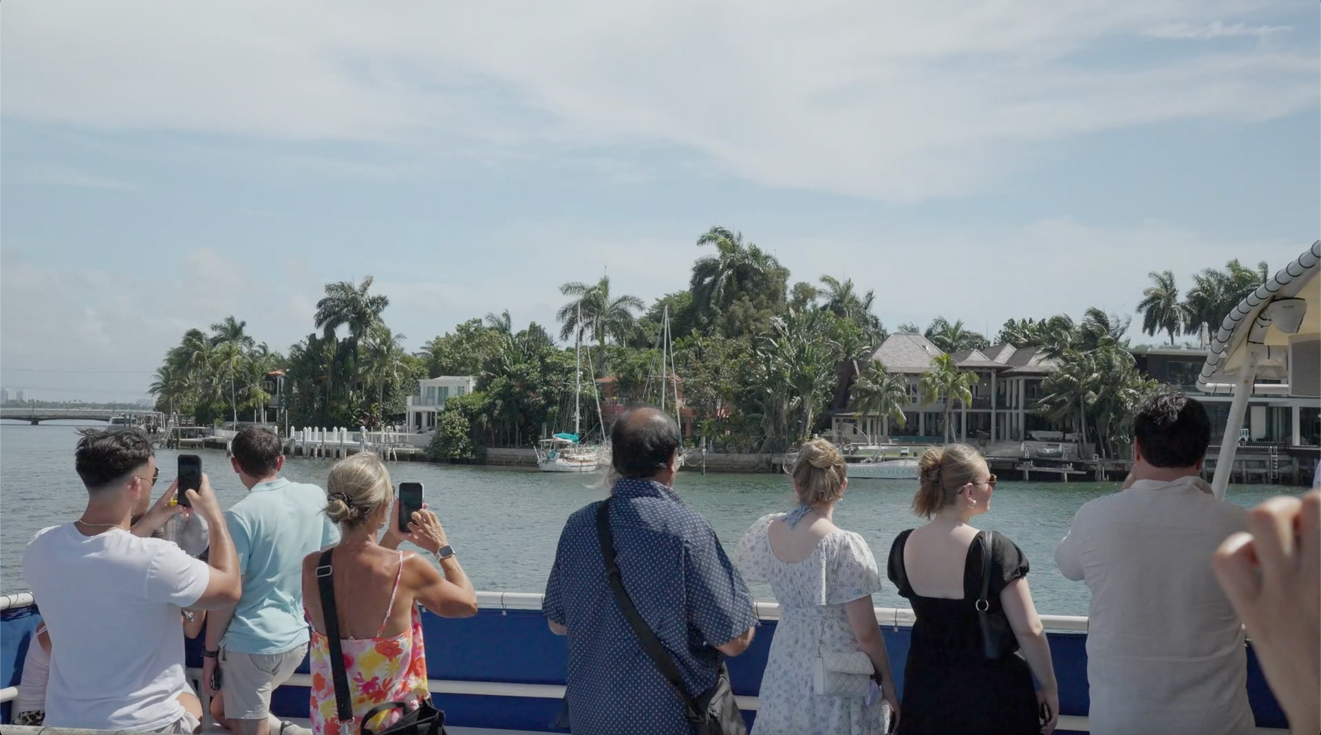 Guests enjoying Miami Star Island views on a Miami Skyline sightseeing cruise
