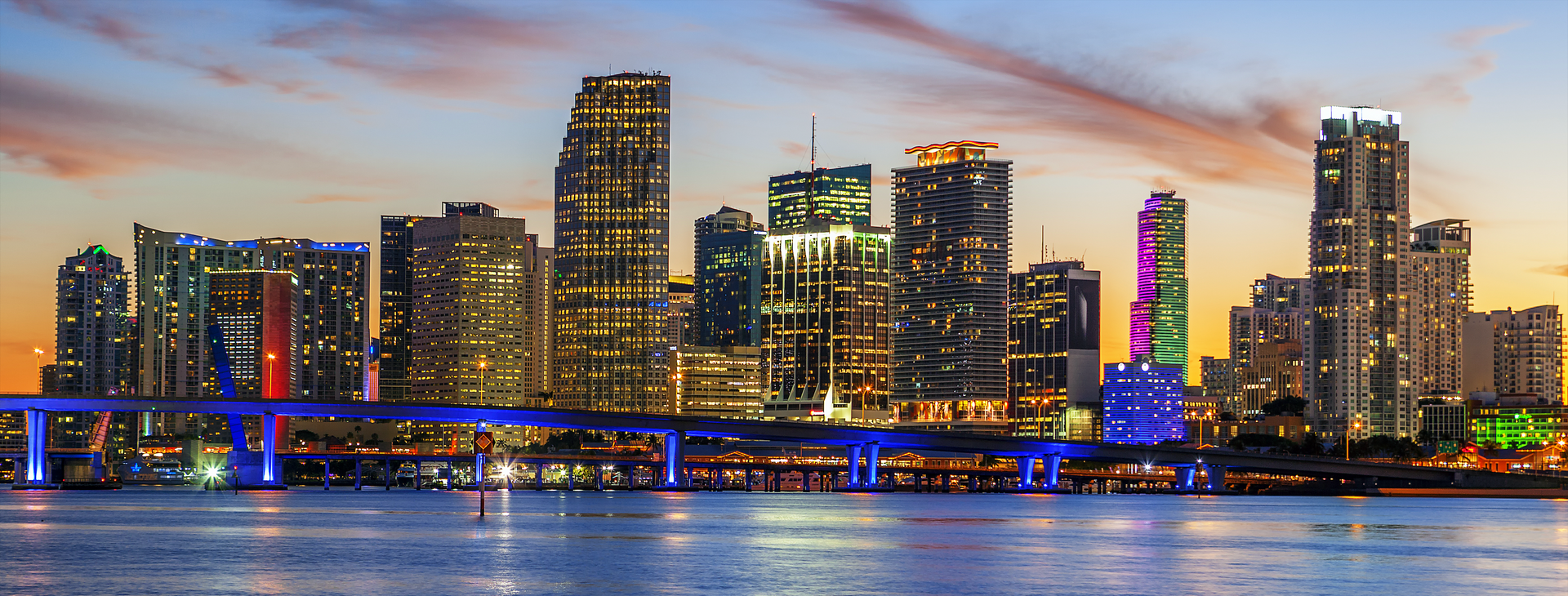 Miami Skyline during the Miami Twilight Cruise