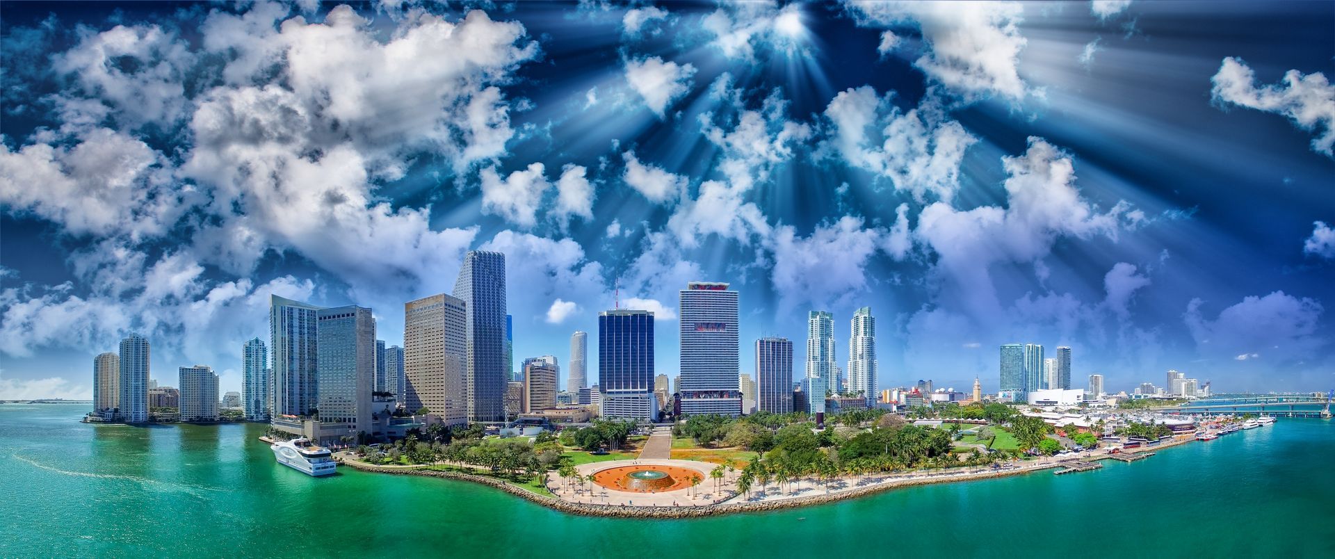 Miami Beach and Downtown Skyline