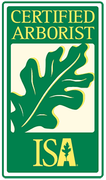 Certified Arborist logo: green rectangle with