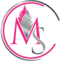 Pink and silver logo with a tree between the letters MS in a circle.