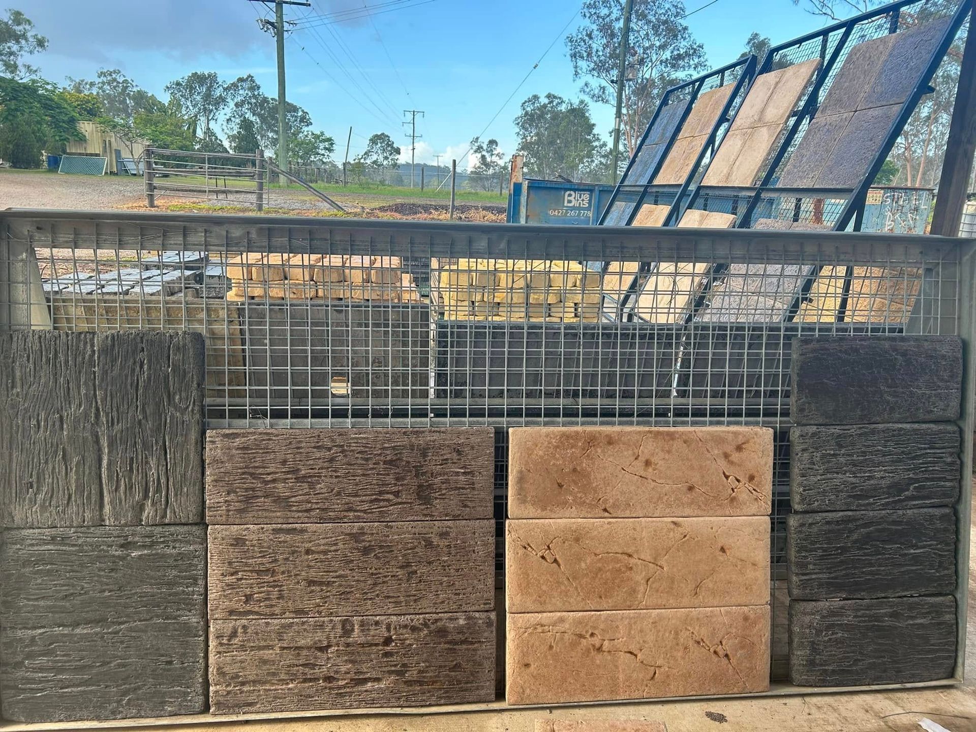 Display of Concrete Pavers in Various Colors and Textures, Outdoors — Gladstone Garden & Landscaping Supplies In Tannum Sands , QLD